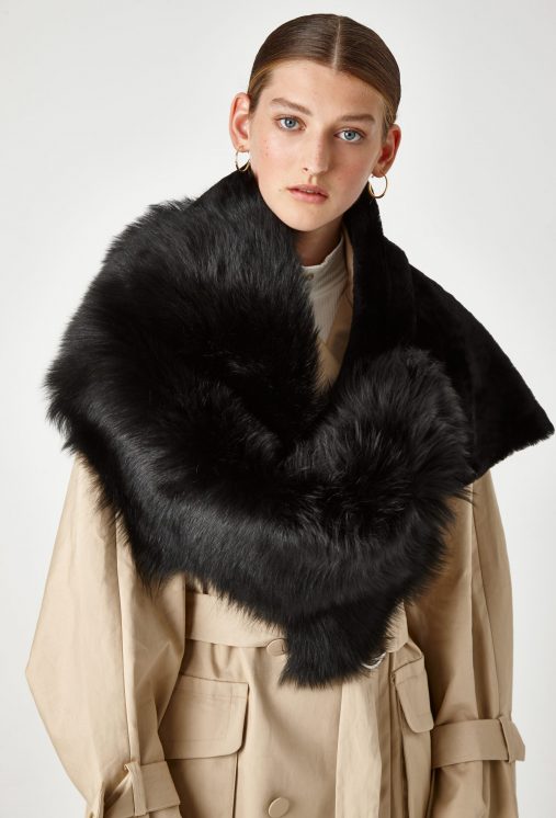 Shearling Double Shawl Scarf In Black Women Gushlow Cole