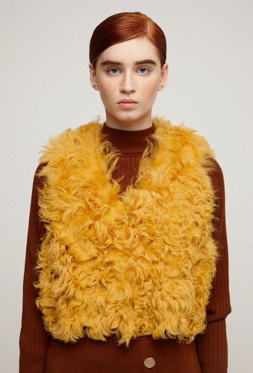 Shearling Crop Gilet In Yellow Women Gushlow Cole