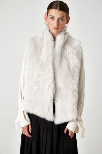 Shearling and Down Gilet in White | Women | Gushlow & Cole 1