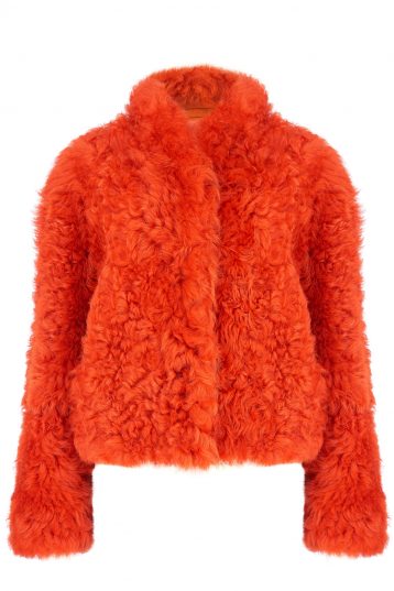 orange shearling jacket