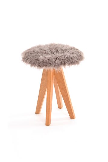 Curly Sheepskin Seat Pad in taupe stool