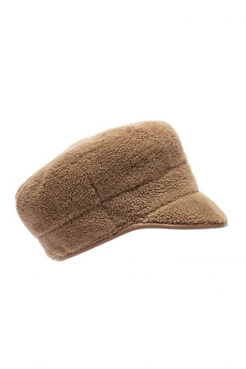 camel leather bound shearling cap - cut out wool out - women | Gushlow & Cole