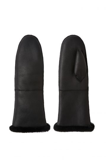Black Gauntlet Shearling Mittens gushlow and cole cut out