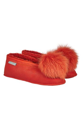 Margot Red Shearling Slippers | Women | Gushlow & Cole - side double