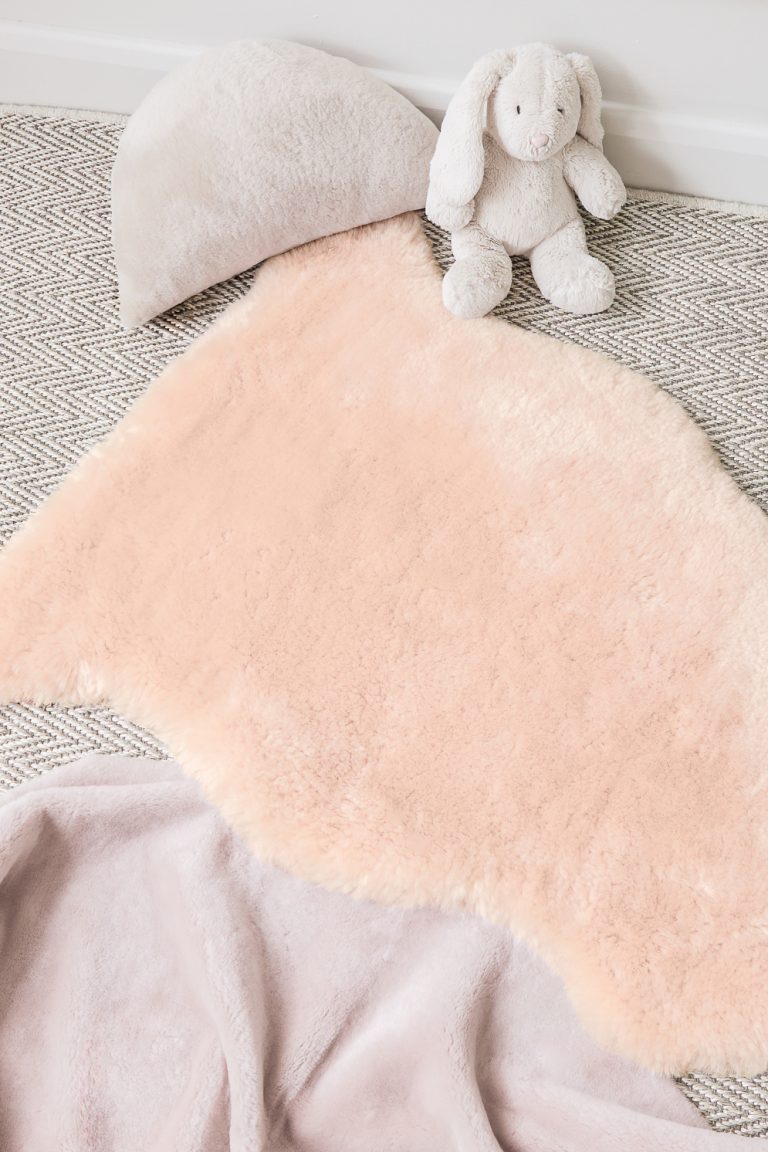 Pink Sheepskin Baby Rug | Kids | Gushlow & Cole - lifestyle image