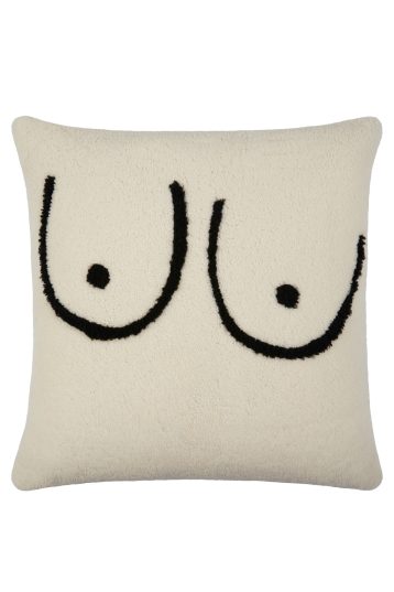 White Shearling Boob Cushion | Homeware | Gushlow & Cole - front cut out