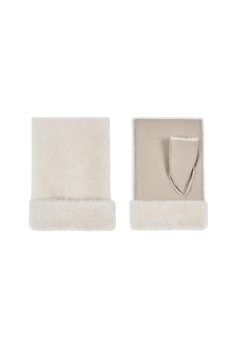 Mini Stone White Shearling Mittens | Womens | Gushlow & Cole - cut out