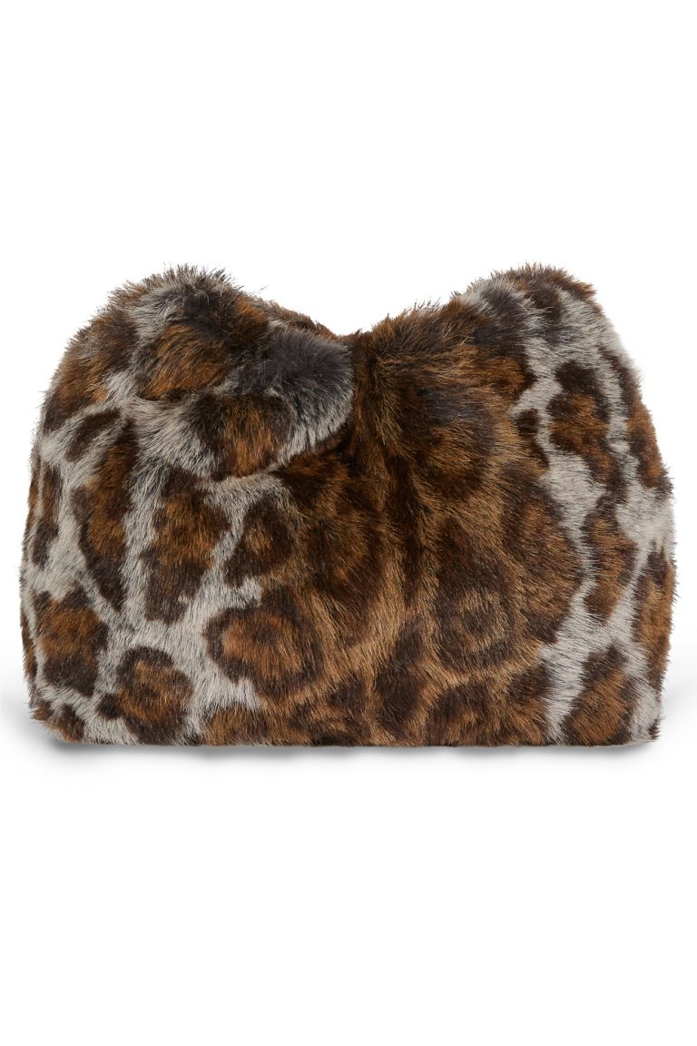 Ocelot Print Soft Shearling Clutch Bag | Womens | Gushlow & Cole - cut out front