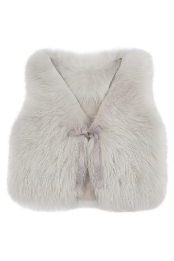 Oyster White Kids Toscana Shearling Gilet | Kids | Gushlow & Cole - cut out front