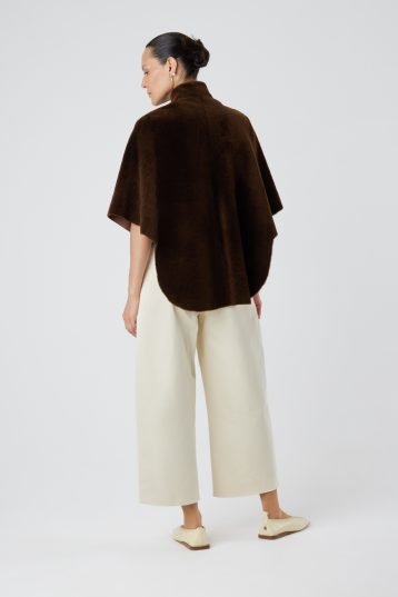 Brown Shearling Cape Jacket | Womens | Gushlow & Cole-full length on model back