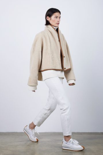 L9020 Camel Shearling Jacket | Womens | Gushlow & Cole-full length reversed