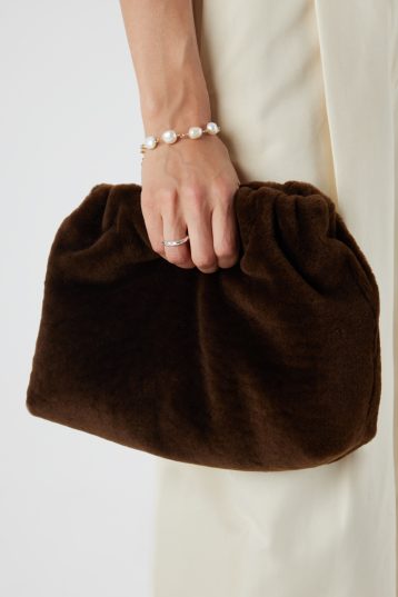 Merino Soft Shearling Clutch Bag | Womens | Gushlow & Cole - crop in on model